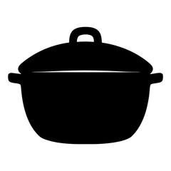 Silhouette of a black cooking pot with a lid and handles
