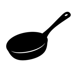 Solid Black Silhouette Illustration of a Simple Cooking Pan for Frying