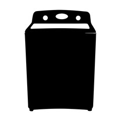 Black silhouette of a top loading washing machine with simple controls
