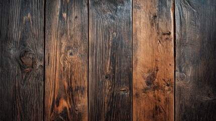 Fototapeta premium Rustic wooden planks with rich textures and warm tones, ideal for backgrounds and design projects.