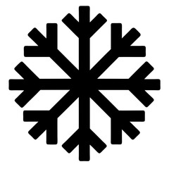 Simple Black Snowflake Vector Graphic on White Background for Winter Designs