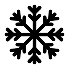 Fototapeta premium Stylized black snowflake vector illustration with symmetrical rounded features on a white background