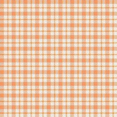 Orange and Cream Plaid Pattern Seamless Background