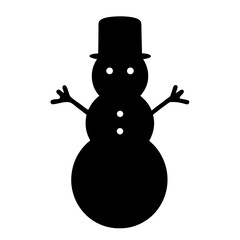 Simple Black and White Silhouette of a Snowman with Top Hat