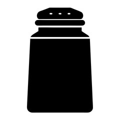 Salt shaker illustration in black silhouette for cooking condiment usage