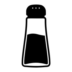 Black and White Illustration of a Salt Shaker with Minimalist Design