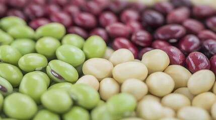 Assorted Beans Background Green Red White Closeup