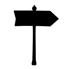 A black silhouette of a directional sign post with an arrow shape © PixelArtBox