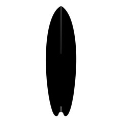 Isolated Black Surfboard Silhouette Floating on a White Background, Ready to Ride