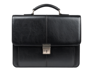 black leather briefcase isolated on white
