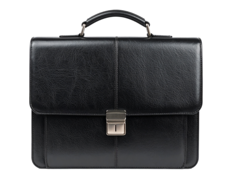 black leather briefcase isolated on white