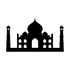 Black silhouette of the Taj Mahal against a white background image