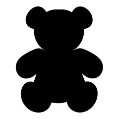 Simple Black Silhouette of a Teddy Bear Isolated on White Background
