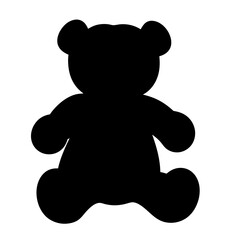 Silhouette of a Classic Teddy Bear Stuffed Animal Toy Illustration