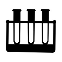 Black and white graphic of three test tubes in a rack