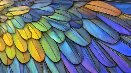 Obraz premium Vibrant Bird Feathers Close Up Texture Background