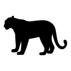 Sleek silhouette of a powerful panther standing tall and proud in black