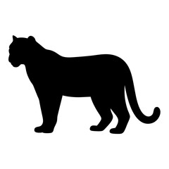 Silhouette of a Powerful Feline Standing Tall and Ready to Pounce