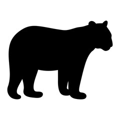 Silhouette of a bear standing, a powerful animal in stark contrast