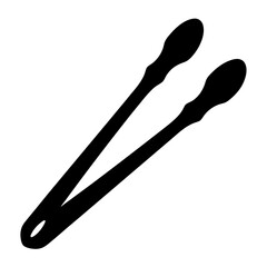Silhouette of kitchen tongs for cooking and serving food isolated on white