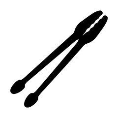 Black silhouette of salad tongs on a white background with sharp angles