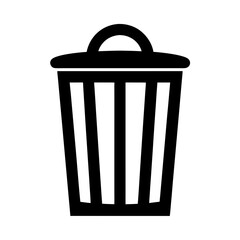 Simple black and white trash can icon for removal and deletion