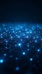 Obraz premium Abstract digital network connection background with glowing blue nodes and lines. A futuristic concept of global network connection, data transmission, and digital communication.