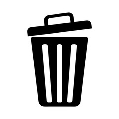 Black trash can icon isolated on a white background illustration