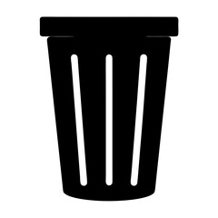 Simple black and white drawing of a standard waste or garbage bin