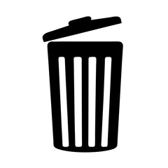 Black trash can icon isolated on a white background illustration