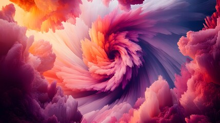 Obraz premium Abstract Swirling Pink Purple Orange Vortex, Dynamic Energy, Colorful Artistic Background