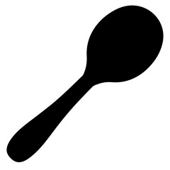 Simple black and white image of a spoon on a white background
