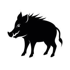 Wild Boar Black Vector Silhouette