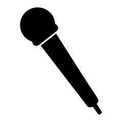 Solid Black Silhouette of a Microphone Isolated on a White Background