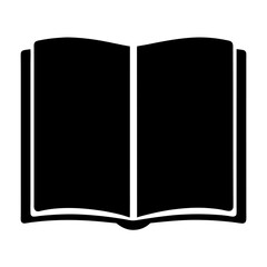 Open book silhouette representing knowledge learning and education in black and white