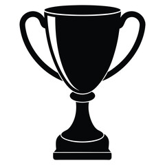 Black trophy cup isolated on white background.