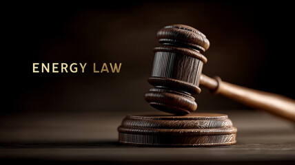 A judge's gavel rests on a wooden sound block, symbolizing the authority and importance of energy law.