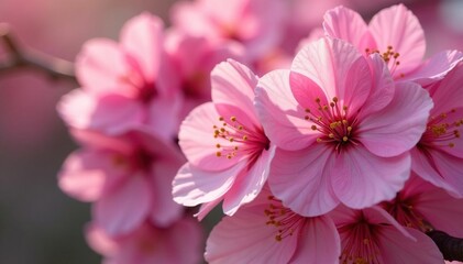 Obraz premium Bold pink sakura blooms, dense, overlapping arrangement , pink pattern, floral pattern, spring