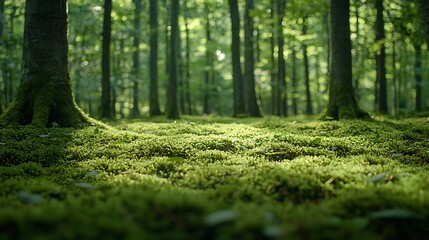 Fototapeta premium Sunlit Mossy Forest Floor