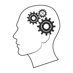 Human Head Silhouette with Gears - Thinking & Problem-Solving Concept