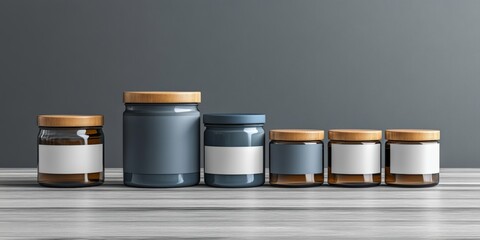 Organizing glass jars with wooden lids modern kitchen product minimalist