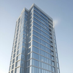 Obraz premium A modern apartment tower with floor-to-ceiling windows, sleek facade.