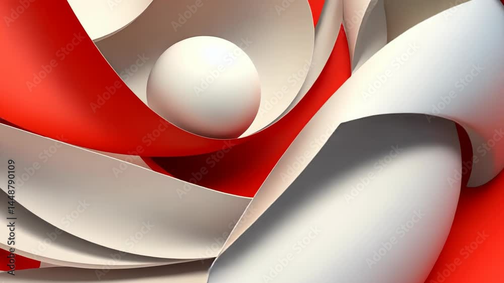 Poster swirling patterns of red and white create a captivating abstract composition showcasing fluidity and