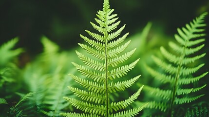 Lush Green Fern Fronds Close Up Nature Photography