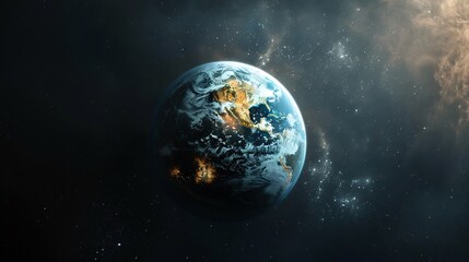 Naklejka premium Planet with two different time zones due to extreme relativistic effects