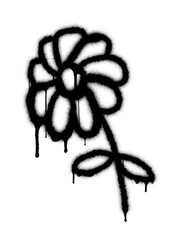 spraypaint flower dripping black paint no background png © Gary