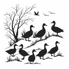 Obraz premium Duck silhouette bundle vector design