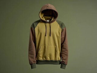 Olive Green and Brown Hoodie on Neutral Background &ndash; Casual Streetwear Fashion