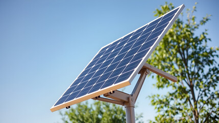 Obraz premium a solar panel mounted on a stand. designed to capture sunlight and convert it into electrical energy this renewable energy source is essential for sustainable power generation and reducing carbon emis