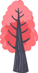 Hand-Drawn Cartoon Tree Vector Illustration Featuring Colorful Fantasy Foliage in Flat Style